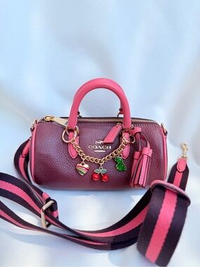 NWT COACH CB876 LACEY CROSSBODY LEATHER SHOULDER BAG GOLD/WINE MULTI